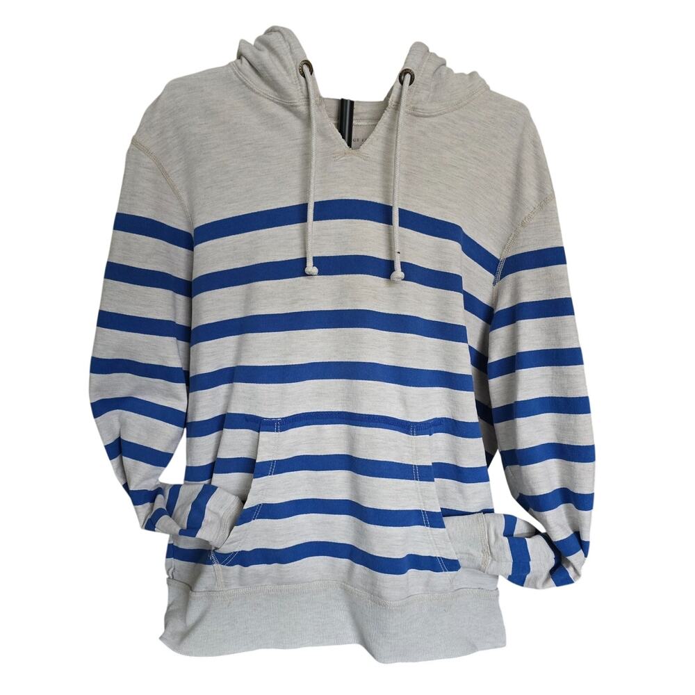 American Eagle Outfitters Vintage Fit Striped Hoodie Large Gray w Blue Stripes